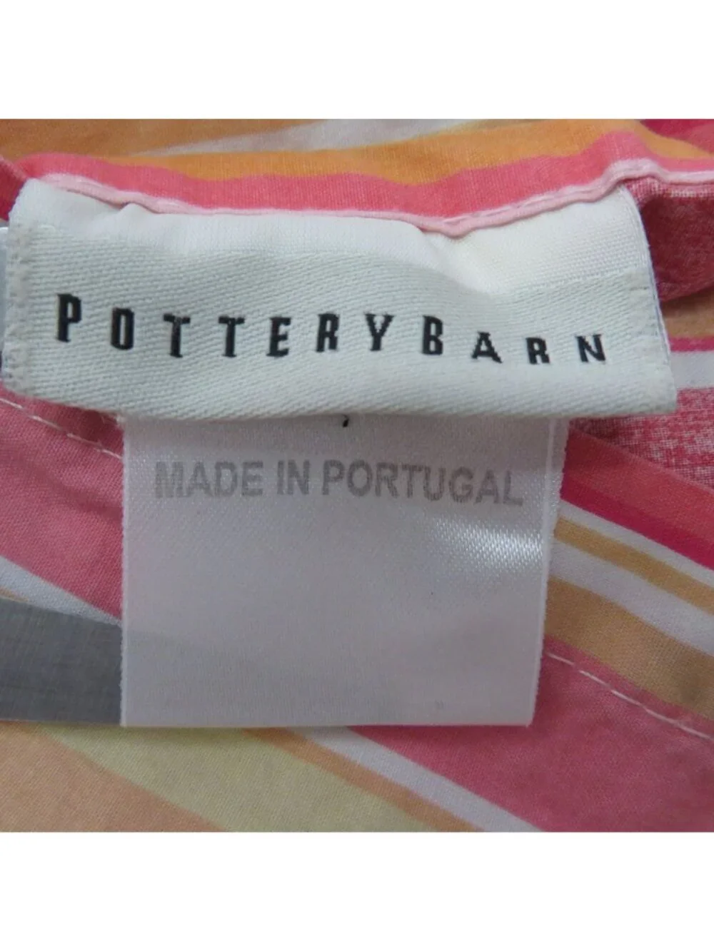 Pottery Barn Full/Queen Duvet Cover 2 Pillow Shams Striped Pink/Orange Cotton